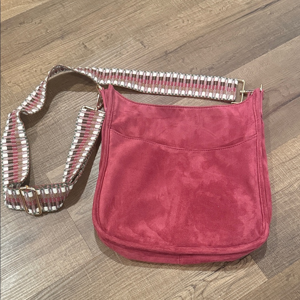 Ah-dorned faux Suede Crossbody Bag